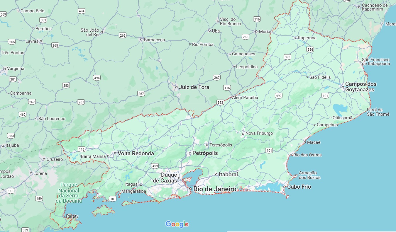 Carte de la région de Rio de Janeiro